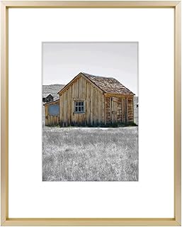 Golden State Art, 8x10 Gold Picture Frame Display Photo 5x7 with Mat or 8 x 10 Without Mat for Wall Mounting, Classic Satin Aluminum Frames with Real Glass (Pack of 1)