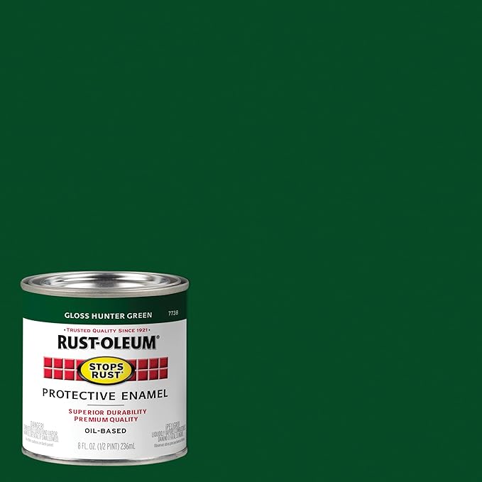 Rust-Oleum 7738730-6PK Stops Rust Brush On Paint, Half Pint, Gloss Hunter Green, (Pack of 6)