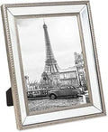 Isaac Jacobs 8x10 Champagne Mirror Bead Picture Frame - Classic Mirrored Frame with Dotted Border Made for Wall Display, Tabletop, Photo Gallery and Wall Art (8x10, Champagne)