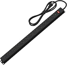 12 Outlet Long Power Strip Surge Protector with 2100 Joules, 6FT Power Cord, Wide Spaced Outlet Power Bar, Overload Protection Switch, Industrial Heavy Duty for Work Bench, Shop, Garage (Black)…