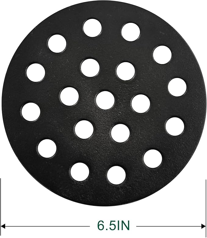 Round Cast Iron Bottom Fire Grate for Big Green Egg, BBQ High Heat Charcoal Plate for S/Mini/Medium, Grill Charcoal Replacement Parts Green Egg Accessories-6.5in