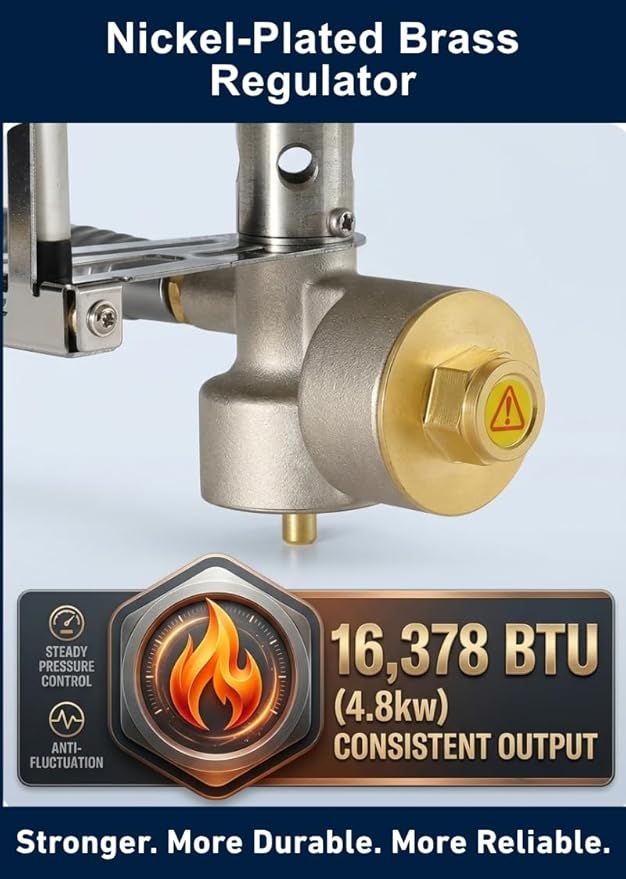 CAMPINGMOON Bottle Top Propane Camping Stove Portable High Output Single Burner w Integrated Piezo Ignition Solid Brass Regulator Precision Metal Knob Wind-Resistant Outdoor Stove PG-4/ST No Gas fuel