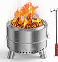20 Inch Smokeless Fire Pit with Removable Ash Pan, Fire Pits for Outside Wood Burning, Portable Bonfire Outdoor Firepit, Bag & Poker Included, Stainless Steel (Silvery- with Legs-Fire Pit)