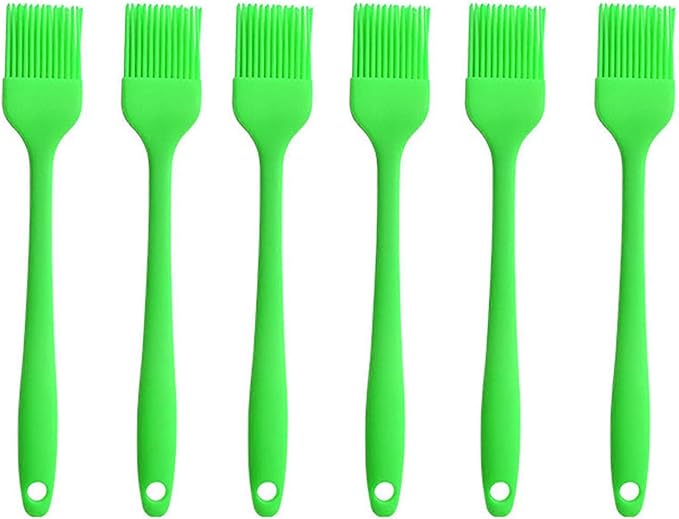 Silicone brush, Oil Brush for BBQ Kitchen Cooking Baking and Grilling (6 PCS,green)