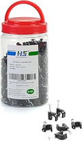 HS Electrical Cat6 Coaxial Cable Clips Outdoor 500 Pack Nail-in Wire Clamps,Nail Wire Holder Cord Management 7mm,Black