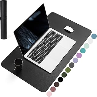 YSAGi Non-Slip Leather Desk Pad, Waterproof Laptop Computer Desk Keyboard Mat, Table Protector Blotter Mat, Large Mouse Pad for Office/Work/Home/Decor(Black, 23.6" x 13.7")