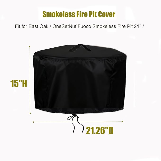 Propane Fire Pit Covers for East Oak Fuoco Smokeless Fire Pit 21'', Waterproof Firebowl Covers Outdoor Firepit Cover-21.26"D x 15" H