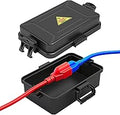 Mini Outdoor Electrical Box, IP54 Waterproof Extension Cord Cover (Inside 6.2 x 3.9 x 1.65 inches) Weatherproof Connection Box for Plug,Connector, Power Cord, Festive Light(1 PCS Black)