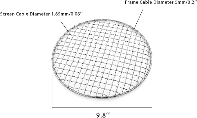 Multi-Purpose Barbecue Net,BBQ Net for Grilling,SUS304 BBQ Grill Mesh, Round Barbecue Wire Rack,BBQ Rack/Grate/Steam Mesh for Camping Charbroil Outdoor Barbeque Backyards