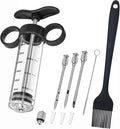 Turkey Injector, Meat Injector Syringe - 3 Marinade for BBQ Grill, 1OZ /30ML Injector Syringe, Handle MeatInjector for Smoking, Flavor Injector for Meat with Oil Brush & Cleaning Brush Black