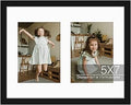 Golden State Art, 11x14 Black Photo Wood Collage Frame with Tempered Glass and White Mat displays (2) 5x7 Pictures
