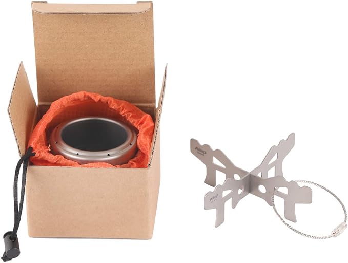 Alcohol Stove, Titanium Portable Camping Backpacking Hiking Stove with Cross Stand Carry Bag