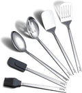 Cooking Spoon, Berglander 6 Pieces Spatula Set Stainless Steel, Metal Spatula, Serving Spoon, Kitchen Tools Set Non-Stick And Heat Resistant, Dishwasher Safe, Easy to Clean (6 Packs)