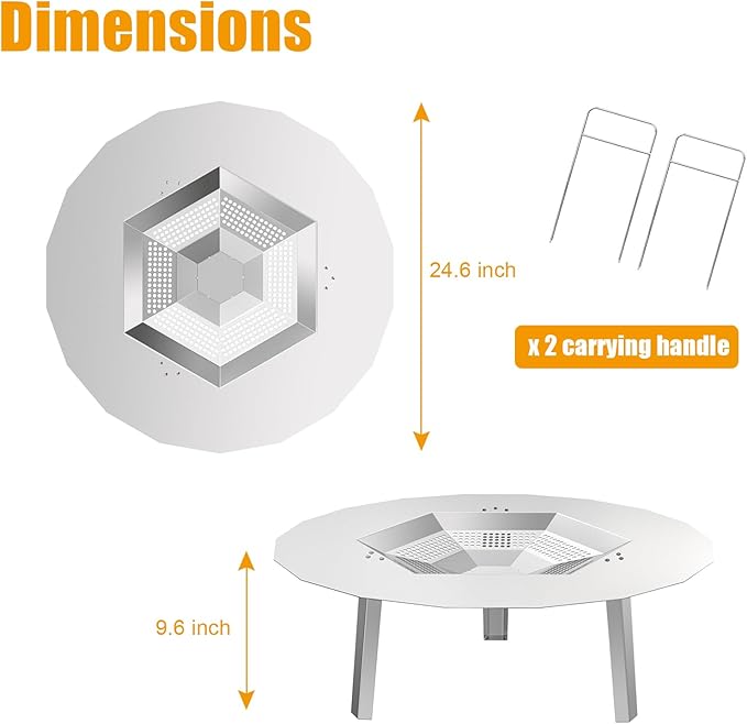 BBQ-PLUS One-Piece Heat Deflector Replacement for Solo Stove Yukon 27" Fire Pit, 304 Stainless Steel Heat Diffuser Accessories with 3 Support Leg for Most 27 inches Outdoor/Indoor Backyard Fire Pit