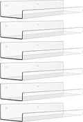 upsimples 6 Pack Acrylic Shelves for Wall Storage, 15" x 4“ Floating Bookshelves for Kids, Display Shelf Organizer for Bathroom, Bedroom, Living Room, Kitchen, Room Decor, Clear