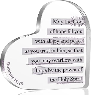 Romans 15:13 Christian Bible Verses Acrylic Plaque Gifts for Women, Inspirational Indoor Decorations for Home Desk Livingroom Bedroom, Birthday Gifts for Friends