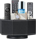 Remote Control Holder, Swivel 9 Rooms Desk Organizer and Decorations for Living Room, Leather Bedside Storage Caddy for TV Controllers/ Makeup Brush Pen/ Office Stationery/ Art Supplies/ Eyeglasses