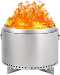 GarveeLife 20.5 in Portable Smokeless Fire Pit with Stand, Handles Design, Stainless Steel Stove Wood Burning, Removable Ash Pan, for Camping, Garden, Backyard