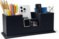 UnionBasic Desk Organizer, Desktop Caddy Leather Multi-compartment Pen Holder Office Stationer Organizer, Black