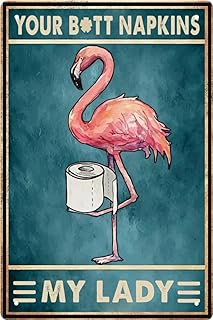Funny Flamingo Bathroom Wall Art Decor Metal Tin Sign Retro Medieval Themed Home Room Rustic Toilets Vintage Posters Flamingo Enthusiast Novelty Gifts My Lady Weird Decor 8x12 in