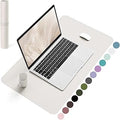 YSAGi Non-Slip Leather Desk Pad, Waterproof Laptop Computer Desk Keyboard Mat, Table Protector Blotter Mat, Large Mouse Pad for Office/Work/Home/Decor(Apricot Gray, 23.6" x 13.7")