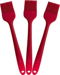 Pastry Brush For Baking,Silicone Basting Brush For Cooking,315°C Heat Resistant Food Brush for Oil & Sauce,Non-Shedding Kitchen Brushes for Butter Bread Meat Egg Wash Cake Baster(3pc Red)
