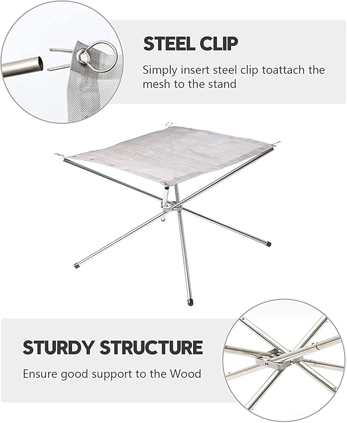 Portable Outdoor Fire Pit 22 Inch - New Upgraded Camping Fire Pit Collapsible Foldable Mesh Fire Pits Fireplace for Camping, Campfire, Patio, Backyard and Garden - Carrying Bag Included