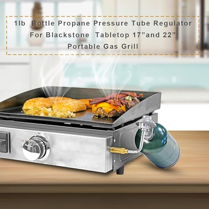 MCAMPAS Griddle Regulator Replacement for Blackstone 17/22 Inch & Pit Boss PB336GS Tabletop Griddles, CharBroil 19952085 Compatible, Connects 1-20 lb Propane Tank, Gas Grill Accessories Part