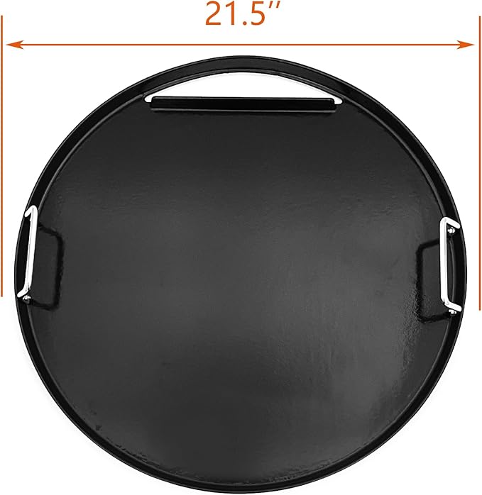 Cast Iron Round Cooking Griddle Plate Replacement for Weber 22" Kettle, One-Touch, Master Touch, Bar-B-Kettle, Performer Charcoal Grill for Recteq Pellet Grill RT-B380 Bullseye, Fire Pit Camping