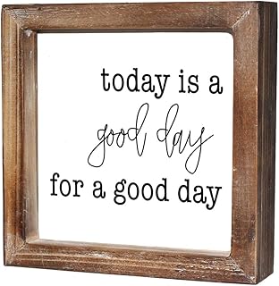 Today is A Good Day for A Good Day Inspirational Wood Box Sign for Home Decor,Freestanding Mini Wood Block Sign for Desk,Shelf or Wall Display 6" x 6" x 1.57"