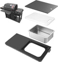 Utheer Upgraded Folding Front Shelf for Traeger Woodridge Pro, Woodridge Pro Plus, Woodridge Elite & Ironwood/Ironwood XL Pellet Grill, 28" BBQ Prep Table with Cutting Board, Basin & 4 Hooks
