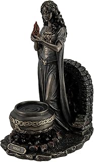 Veronese Design Resin Statues Brigid Goddess of Hearth & Home Standing Holding Sacred Flame Statue 7 X 9.5 X 5.5 Inches Bronze
