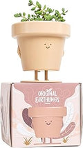 Original Earthlings Standing Pot - 4 Inch Cute Plant Pot - Plastic Funny Planter with Drainage, Unique Cactus Plant Lover Gift, Succulent Face Flower Pot, Desk Plant, Table Top Decor, & Home Gifts