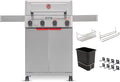 Monument Grills 4 Burner Stainless Steel Propane Gas Grill M2, 500°F in 5 Mins, 525 sq.in, 37,000 BTU, Broil Zone, Foldable Side Shelves, Knob Control, Built in Thermometer, with 4 Accessories