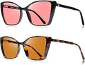 Women's 2 Pack Indoor Fluorescent-41 Rose & Outdoor Fluorescent-60 Brown Cat Eye Tinted Blue Light Blocking Glasses for Migraine, Light Sensitivity, Photophobia LED Gaming Computer Screen Glare