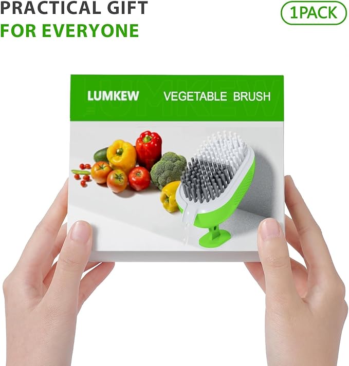 Lumkew Vegetable Brush Scrubber for Food, Drainable Potato Mushroom Scrubber Brushes, Veggie Fruit Washing Scrub Cleaner,1Pcs, Green