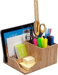 MobileVision Bamboo Multi-Function Desktop Organizer; Store stationary items like notepads, file folders, paperclips, business cards, pens, & more