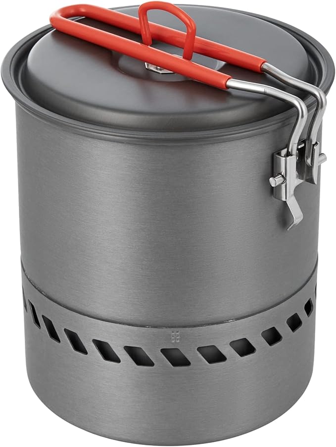 Bulin Camping Pot, 1.5L/2.1L High Efficiency Backpacking Pot Ultralight Camping Cooking Set Cookware Gear with Heat-Proof Handle & Heat Exchanger for Outdoor Picnic Hiking Travel