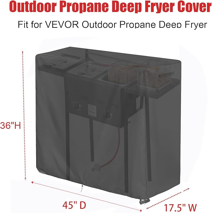 Outdoor Fryers Cover for VEVOR Outdoor Propane Deep Fryer, Portable Waterproof Dual Tank Propane Fryer Cart Cover - 45"D x 17.5"W x 36"H