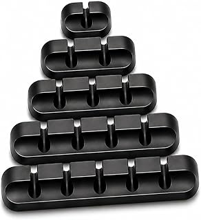 Cable Organizer Clips 5-Pack – Strong Adhesive Cord Holders for Desk, Wall & Home – Mixed Slot Sizes (1, 2, 3, 5, 7)