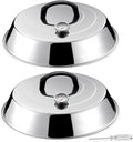 HaSteeL 12Inch Melting Dome for Griddle, Stainless Steel Basting Cover with Thermometer, Large Round Steaming Cover Lid for Flat Top Teppanyaki BBQ Camping Cooking Grilling, Indoor & Outdoor (2 Piece)