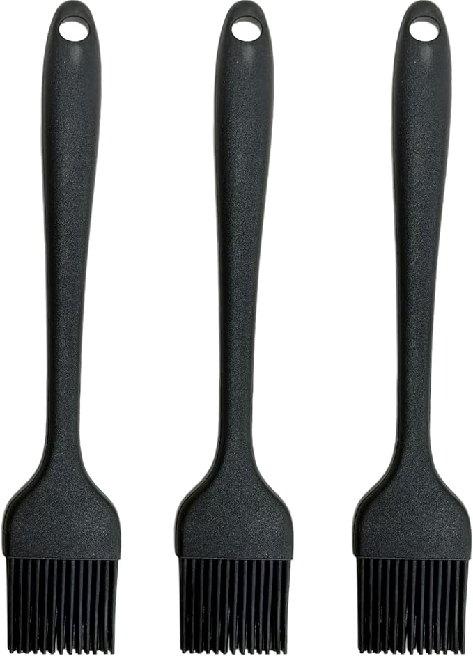 Pastry Brush For Baking,Silicone Basting Brush For Cooking,315°C Heat Resistant Food Brush for Oil & Sauce,Non-Shedding Kitchen Brushes for Butter Bread Meat Egg Wash Cake Baster(3pc Black)