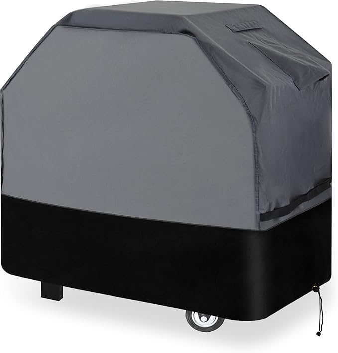 Heavy Duty Grill Cover 56 Inch, 600D Oxford Water Resistant UV & Fade Resistant BBQ Cover for Weber Char-Broil Dyna Glo Nexgrill Charcoal Gas Grill (56”W x 25”D x 45”H, Gray/Black)