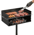 Charcoal Grill, Park Style Charcoal Grill, 30" x 17" Heavy Duty BBQ Grill Charcoal, Adjustable Single Post Barbeque Grill for Camping, Outdoor Cooking, Backyard, Patio, Camp Grilling Barbecues Cookout
