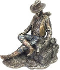 WU Cowboy and Dog Napping Statue Sculpture