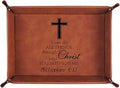 Christian Gifts,Leather Tray Engraved Personalized Tray,Bible Verse Faith Religious Birthday Inspirational Gifts,Valet Desktop Storage Organizer (Philippians 4:13)