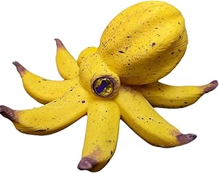 1PC Banana-Colored Octopus Figurine,Sea Animal Ornament, Collection for All, Home Desktop Indoor Sculpture Resin Crafts,Office Décor, Paper Weight on Ocean Meets Perfectly Ripe Fruit