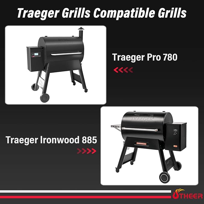 Utheer Folding Front Shelf for Traeger Pro 780 and Ironwood 885, BAC442 Grill Accessory 32.9" x 11.5", Heavy-Duty Steel Table Supports 60 LBS, Foldable Prep & Storage Station for BBQ Tools & Food
