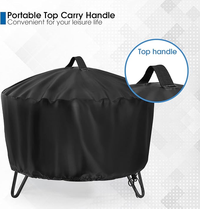 Fire Pit Cover Round 25 inch,Outdoor Wood Smokeless Firepit Cover Round,Waterproof Small Firepit Cover 600D- 25 X 25 X 18 Inch