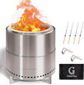 GREENVINES Smokeless-Fire-Pit | 15-Inch | 304 Stainless-Steel-Firepit | Portable Outdoor Pits with Stand for Camping | Bag & Sticks & Holders | Solo Wood Burning Bonfire | Low Smoke Stove